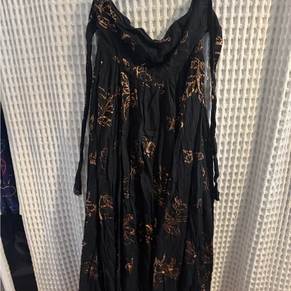 Free People Strapless Baja babe Black Floral Dress - Picture 2 of 3